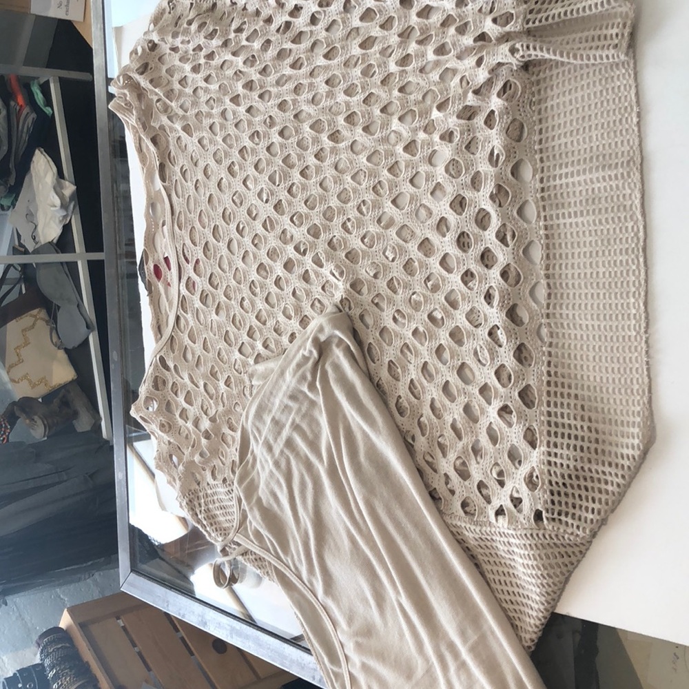 Woven basket weave top with matching camisole